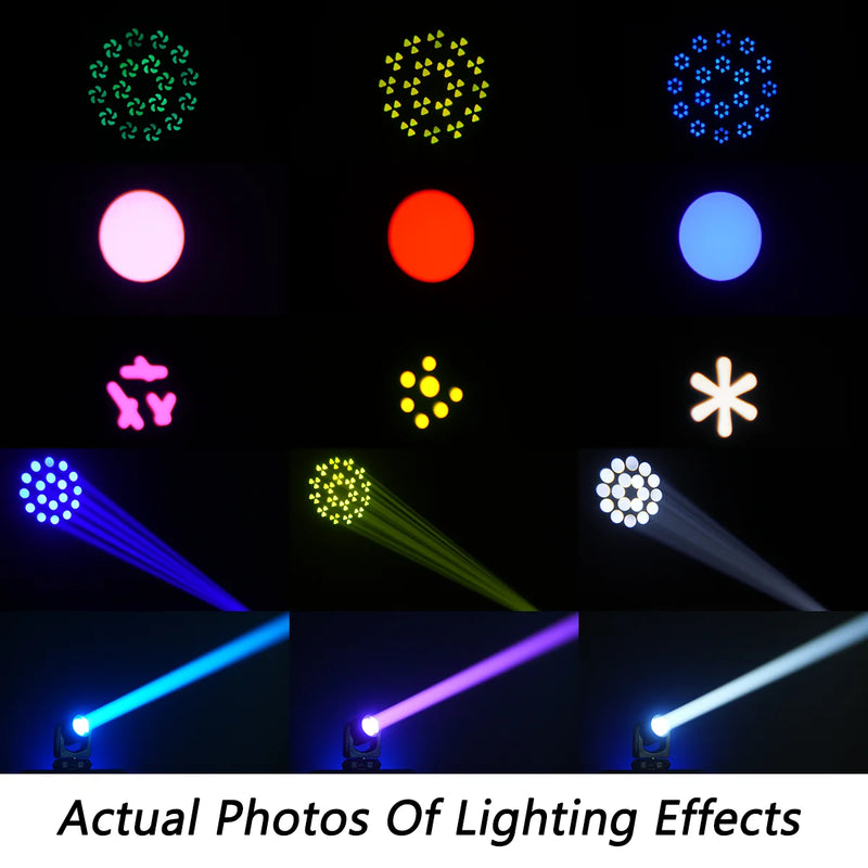 Lyres LED beam 200 W – gobos et couleurs projetés