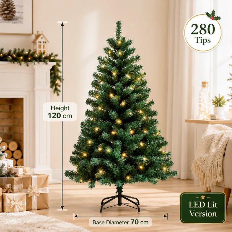 Sapin de Noël artificiel en PVC – sapin de 1,2 m avec guirlande LED USB