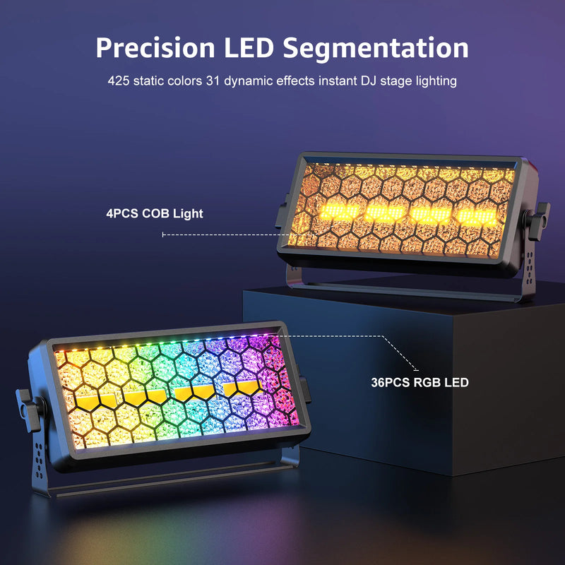 Projecteur mural LED COB 120 W – 4 COB dorées et 36 LED RGB