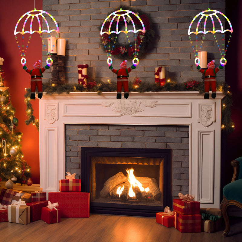 Décoration de fenêtre Père Noël en parachute – vue 3