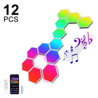 Panneaux LED hexagonaux muraux – lot de 12 panneaux en couleurs