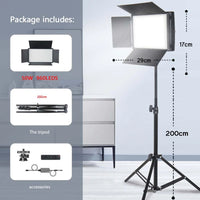 Panneau LED vidéo bicolore 40 ou 50 W, trépied 200 cm, télécommande