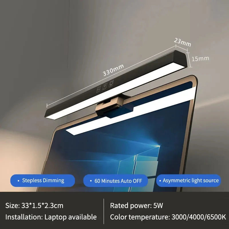 Barre lumineuse écran USB-C – version 33 cm pour ordinateur portable avec ses dimensions