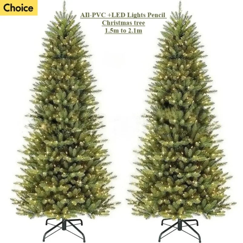 Sapin lumineux crayon en PVC, 150 à 210 cm, avec ou sans LED