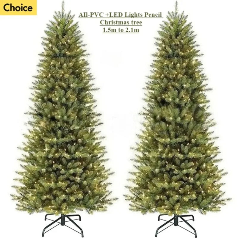 Sapin lumineux crayon en PVC, 150 à 210 cm, avec ou sans LED