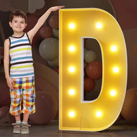 Lettre lumineuse géante 120 cm en carton mousse, 10 ampoules LED blanc chaud