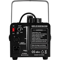 Machine à neige 900 W – panneau arrière avec interrupteur, réglage du débit et prise