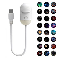 Mini projecteur galaxie USB – lampe à base lumineuse et câble en U avec 24 films couleur