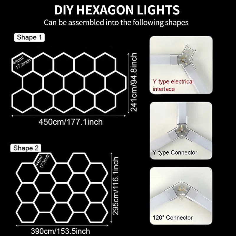 Éclairage LED hexagonal de garage – vue 16
