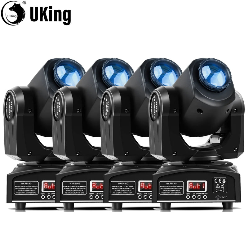 Lot de 4 mini lyres LED à gobos, 7 couleurs, 7 gobos, DMX 9 ou 11 canaux