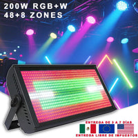 Stroboscope LED DMX 200 W, 48 zones RGB et 8 zones blanches