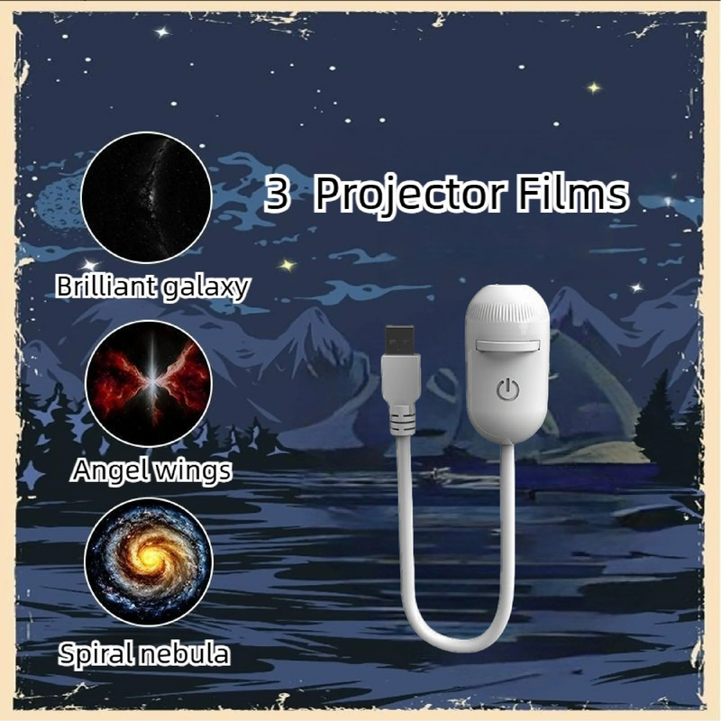 Projecteur d'étoiles USB à veilleuse chaude – lampe et 3 films