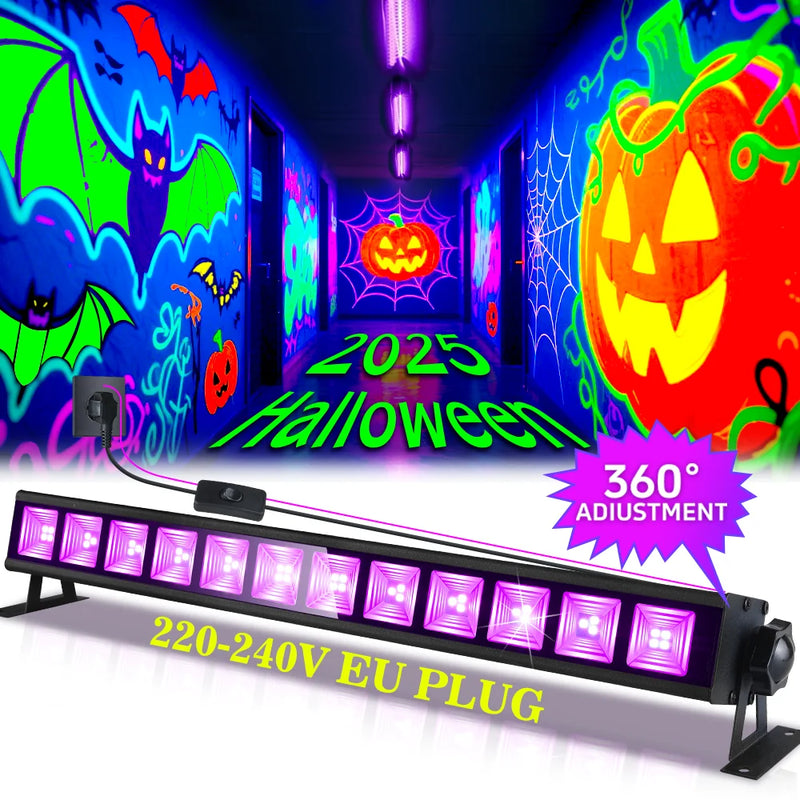 Barre lumière noire UV 40 LED – barre allumée dans un couloir d'Halloween fluorescent, prise européenne