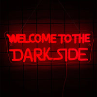 Néon Halloween – texte Welcome to the Dark Side rouge allumé