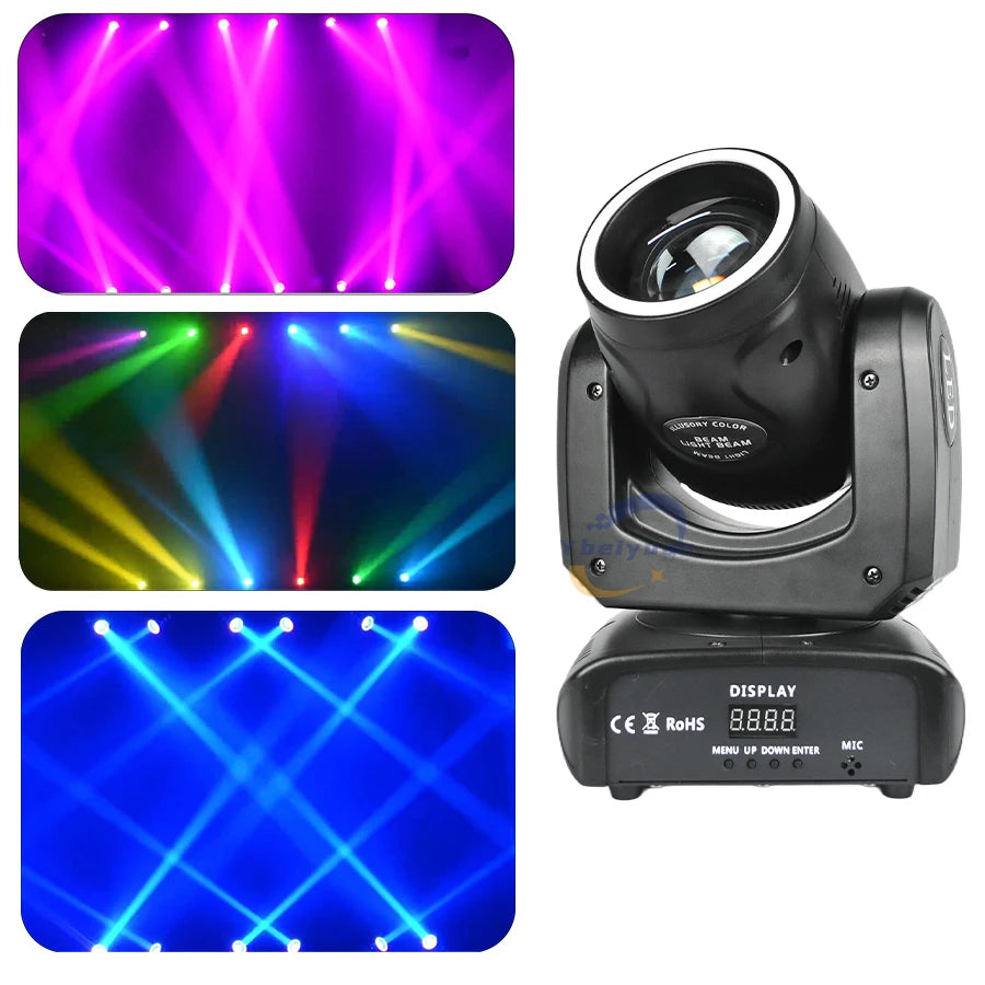 Mini lyre LED 100 W à anneau RGB, 9 couleurs et 13 gobos pour bar et club