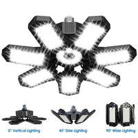 Lampe de garage LED déformable, formats 3, 6 et 7+1 panneaux, E26/E27