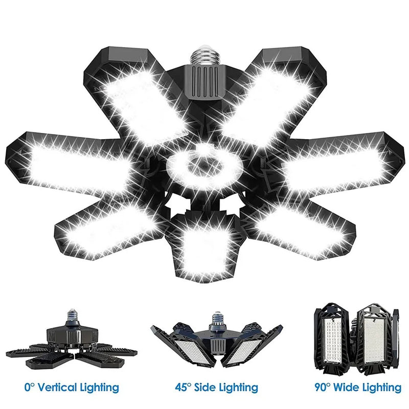 Lampe de garage LED déformable, formats 3, 6 et 7+1 panneaux, E26/E27