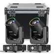 Lyre beam 230 W à anneau RGB, lot de 2 avec flight case, DMX