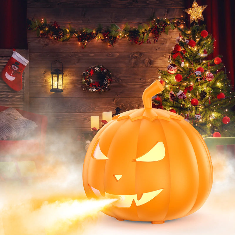 Machine à fumée citrouille 600 W à 6 LED RGB pour Halloween, télécommande sans fil
