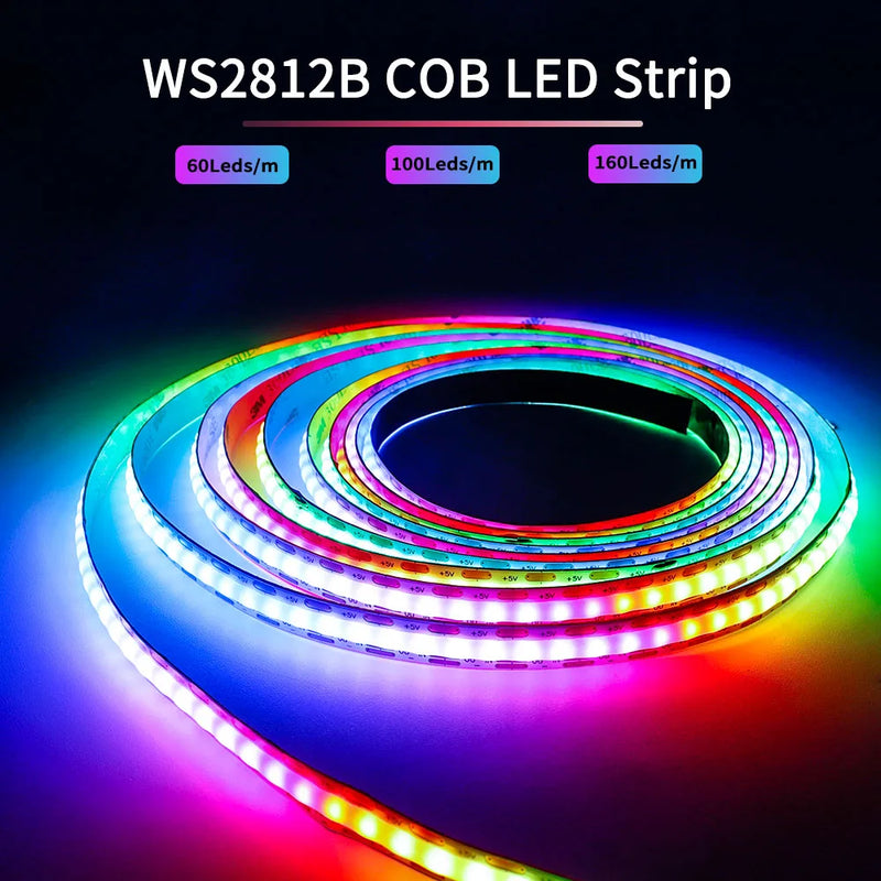 Ruban LED COB adressable WS2812B 5 V, 60 à 240 LED/m, 0,5 à 5 m
