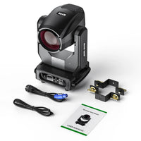 Lyre beam 10R 280 W – contenu du colis : lyre, supports, cordon d'alimentation, câble DMX et manuel
