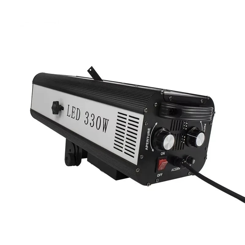 Projecteur de poursuite LED 330 W – projecteur vu de côté avec ses molettes de réglage