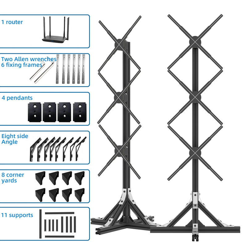 Ventilateur holographique 3D LED 42 à 65 cm, 1 ou 3 écrans, WiFi et application