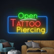 Enseigne néon Open Tattoo Piercing pour studio de tatouage, 46 à 58 cm