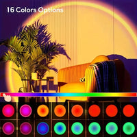 Lampe coucher de soleil USB, 16 couleurs, télécommande, 9 cm