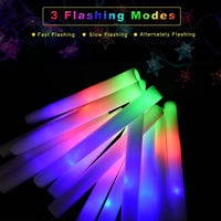 Bâtons lumineux LED en mousse, lot de 30, 3 modes, 9 coloris