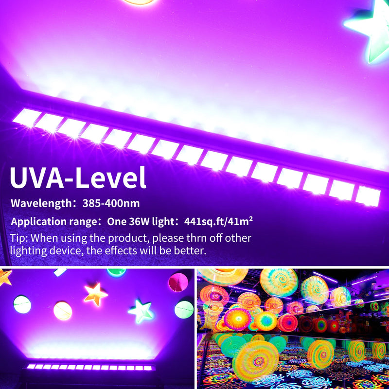 Lumière noire UV LED 40 W – barre UV allumée, longueur d'onde de 385 à 400 nm