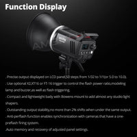 Flash de studio – écran LCD et réglage de la puissance de 1/32 à 1/1