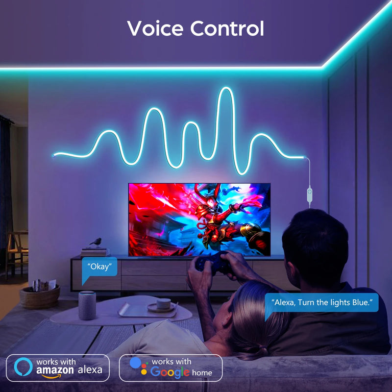 Ruban LED USB néon RGB connecté Wi-Fi, 1 à 5 m
