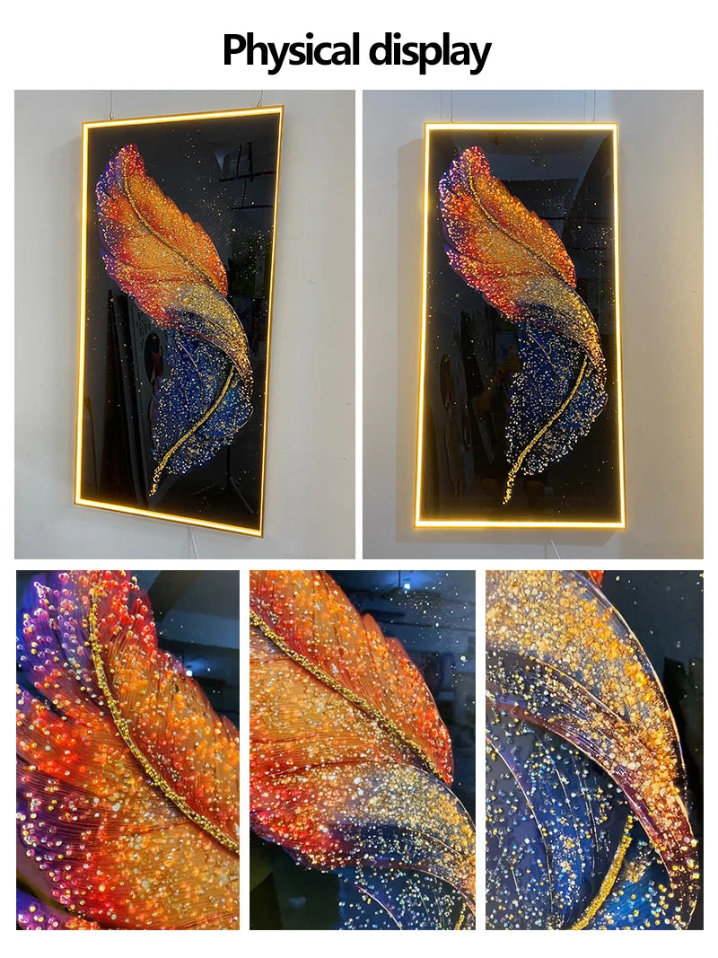Tableau lumineux feuilles dorées – vue 19