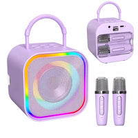 Enceinte karaoké enfant – coloris violet avec ses 2 micros et son compartiment de rangement