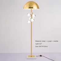 Lampe champignon à boules de verre – lampadaire à boules de verre transparentes, 45 cm de diamètre et 150 cm de haut