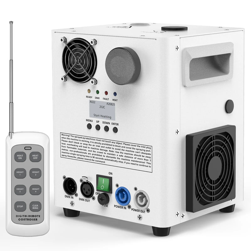 Machine à étincelles froides 800 W DMX, télécommande et jet de 5,5 m