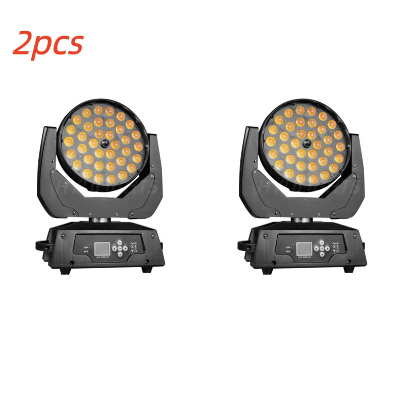 Lyre LED wash 36 x 18 W RGBWA UV à zoom et CTO, lot de 2