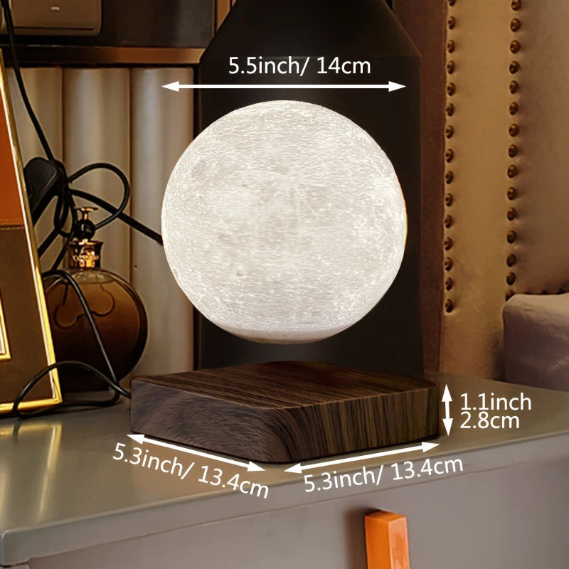 Lampe lune en lévitation magnétique 14 cm ou ampoule flottante, tactile
