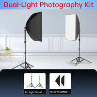 Kit studio photo softbox 50x70 cm, pied 2m, 1 à 3 lumières