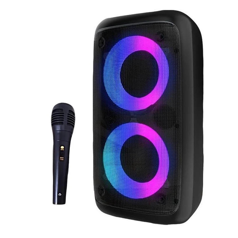 Enceinte lumineuse karaoké Bluetooth avec radio FM et micro filaire