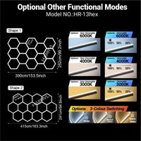 Éclairage LED hexagonal garage modulable, 1 à 25 hexagones, cadres et chevrons