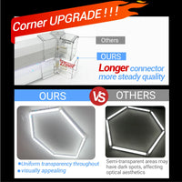 Éclairage LED hexagonal garage modulable, 1 à 25 hexagones, cadres et chevrons