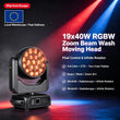 Lyre LED œil d'abeille 19 x 40 W RGBW, zoom 3° à 60°, à l'unité ou par lot