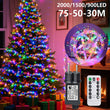 Guirlande lumineuse sapin fil de cuivre avec télécommande 30 à 75 m