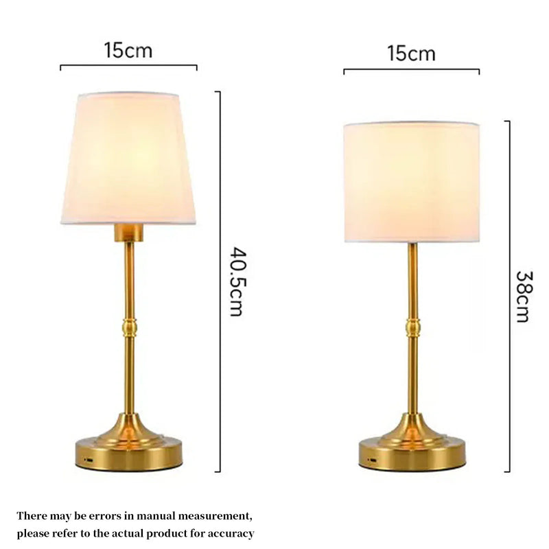 Lampe de table sans fil rechargeable, abat-jour tissu, 38 ou 40,5 cm