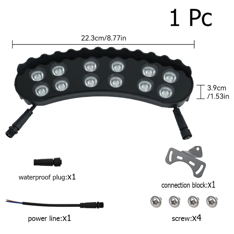 Éclairage arbre extérieur LED IP65, modules 12 W blanc chaud, 1, 4, 6 ou 7 pièces