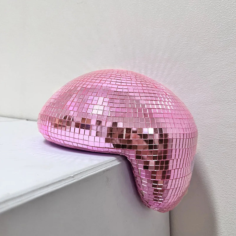 Boule à facettes déco à poser, demi-boule fondue en miroir, 20 cm