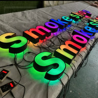 Lettres boîtier 3D – lettres à face et halo arrière, vue 2