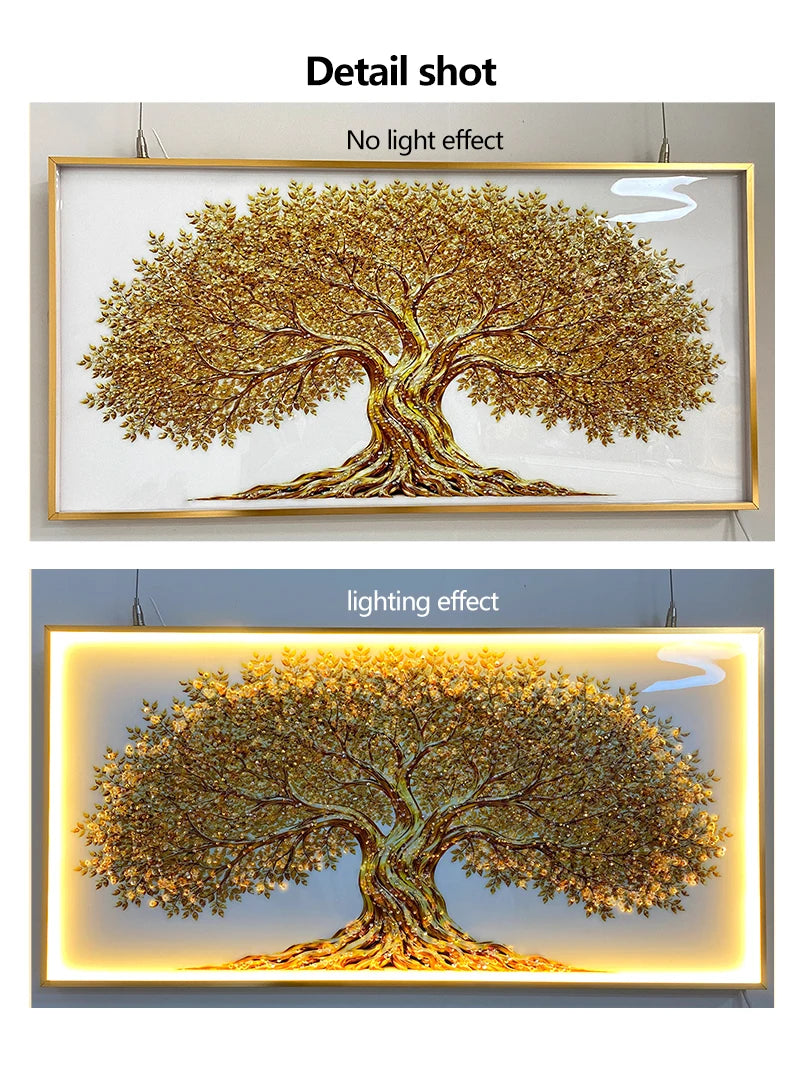 Tableau lumineux LED arbre de vie doré – vue 12